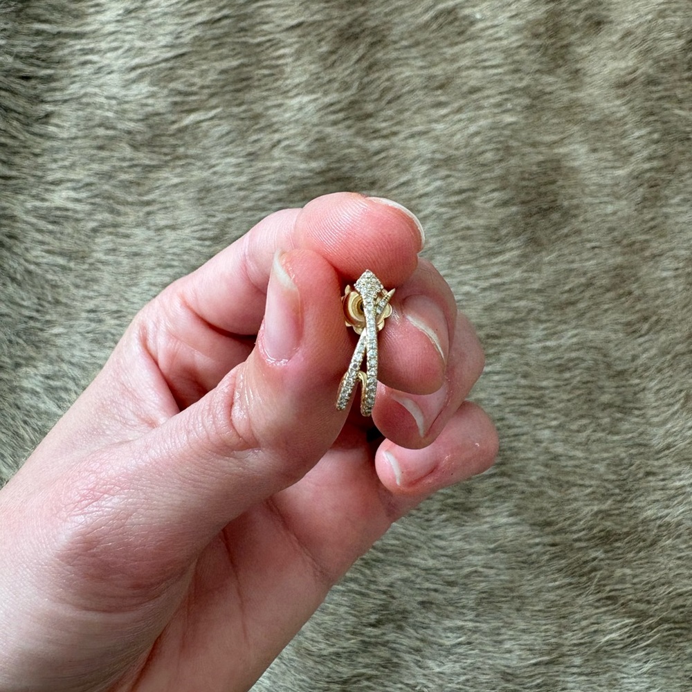 14K Yellow Gold and Pave White Diamond Snake Earrings by Facet Barcelona